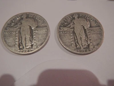 FREE SHIPPING Two 2 Standing Liberty Quarters SLQs Silver Coins 2 x 25c (9c2) - Image 1 of 2