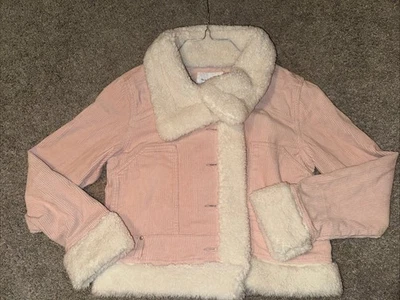 Chaqueta de Pana Sherpa Acento Forrada Mujer Mediana Rosa Ex Novio Camionero Abrigo Foto 1 de 4