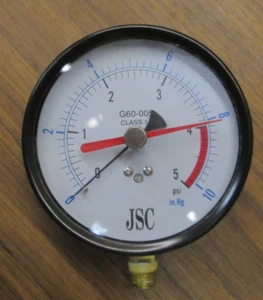 Jones Stephens 4" 5 PSI Dual Scale Gas Test Gauge - Picture 1 of 4