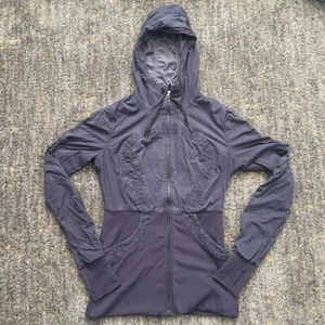 Chaqueta LULULEMON Dance Studio para mujer 10 reversibles ciruela cremallera sudadera con capucha agujeros para los pulgares - Imagen 1 de 13
