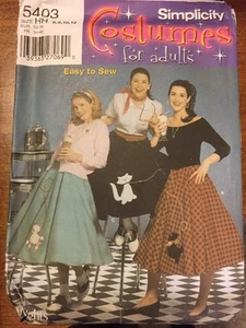 Simplicity 5403 Costume Grease 60s Poodle Circle Skirt pattern Size HH 6-12 UC - Picture 1 of 3