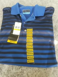 Polo de golf PGA Tour Performance rayas azules para hombre M nuevo con etiquetas reg al por menor $65 - Imagen 1 de 8
