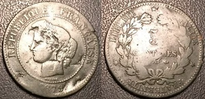 France - IIIème République - 5 centimes Cérès 1879 A, ancre barrée - F.118/19 - Picture 1 of 1