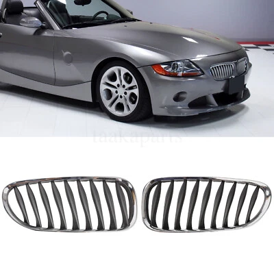 Pair Front Kidney Half Grille Grill Chrome For BMW Z4 E85 Convertible 2003-2008 Foto 1 de 4