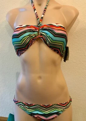 Rampage bikini Swim Suit Women's geometric tribal stripe  bandeau top size M - Image 1 of 4