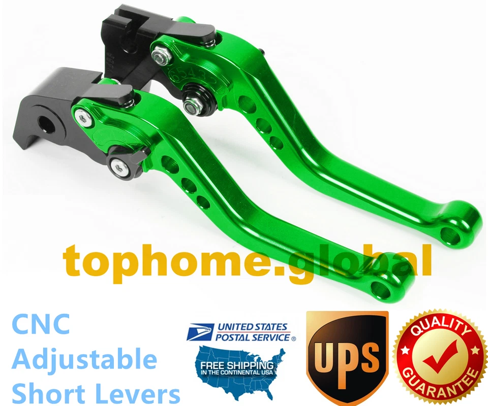 Palancas de freno de embrague corto verde EE. UU. Z300 para Kawasaki Ninja 300 400 2013-2020 Foto 1 de 4