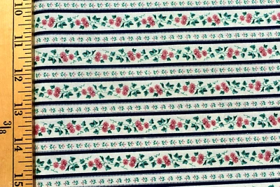 TINY FLORAL PRINT ON BLUE STRIPES   100% COTTON FABRIC  3 1/2  YARDS  VINTAGE - Image 1 of 2
