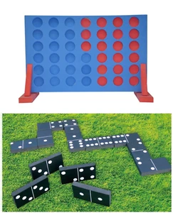 GIANT DOMINOES & CONNECT FOUR - TWO GAME FAMILY SET INDOOR OUTDOOR GARDEN PATIO - Picture 1 of 7