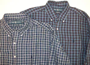 Polo Ralph Lauren LS Classic Fit Tattersall Plaid Shirt 98 Lino Algodón Azul NWT - Imagen 1 de 7