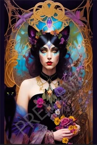Witch Art Black Cat V2 Pop Surreal Witchy Print 11x17 +signiert von Ziola USA - Bild 1 von 5