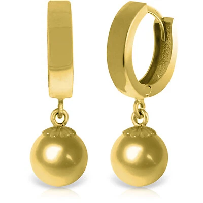 Pendientes colgantes con gota de bola de oro macizo de 14K Foto 1 de 4