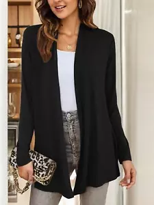 Women's Casual Lightweight Long Sleeve Cardigan Soft Drape Open Front Fall - Picture 1 of 8