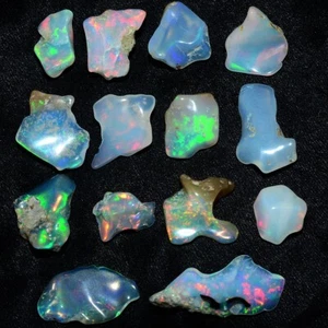 14 Pcs Natural Ethiopian Opal Rough Lot Top Grade Play Of Colors Loose Gemstones - Picture 1 of 9