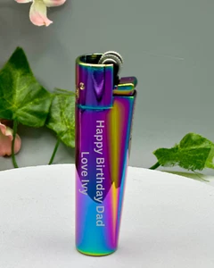 Personalized Rainbow Steel Clipper Lighter - Engraved, Perfect for Birthday or C - Picture 1 of 2