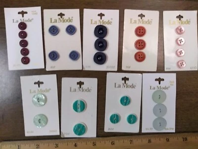 vintage La Mode buttons NOS New Old Stock Mixed Lot 9 sets - Image 1 of 4