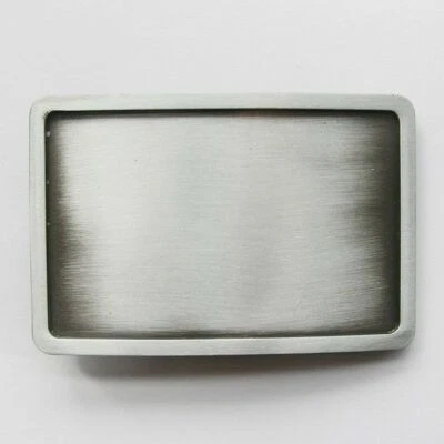Antique Silver Rectangle Blank  Metal Belt Buckle - Image 1 of 2