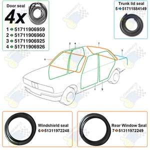1985 BMW E30 Sedan 7-Piece Weatherstrip Set: Doors, Trunk, Front/Rear Windows - Picture 1 of 22