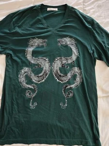 Pierre Balmain Double Dragon Green T-shirt Size 58 - Picture 1 of 5
