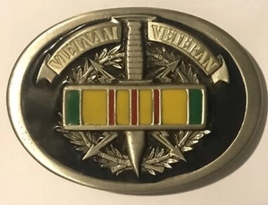 VINTAGE UNSOLD VIETNAM VETERAN BELT BUCKLE - MADE IN USA - USA MILITARY VET - Picture 1 of 2