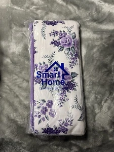 SMART HOME 7 PIEZAS JUEGO DE REGALO DE TOALLAS DE PLATO BLANCO CON FLORES MORADAS Y MORADO MACIZO - Imagen 1 de 7