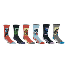 Marvel Crew Socks Mens 6 Pair Pack Shoe Size 8 to 12 AVENGERS Iron Man Thor 2021