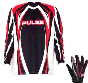 PULSE TSUNAMI ORANGE MOTOCROSS MX ENDURO BMX MTB JERSEY WITH MATCHING GLOVES - Picture 1 of 1