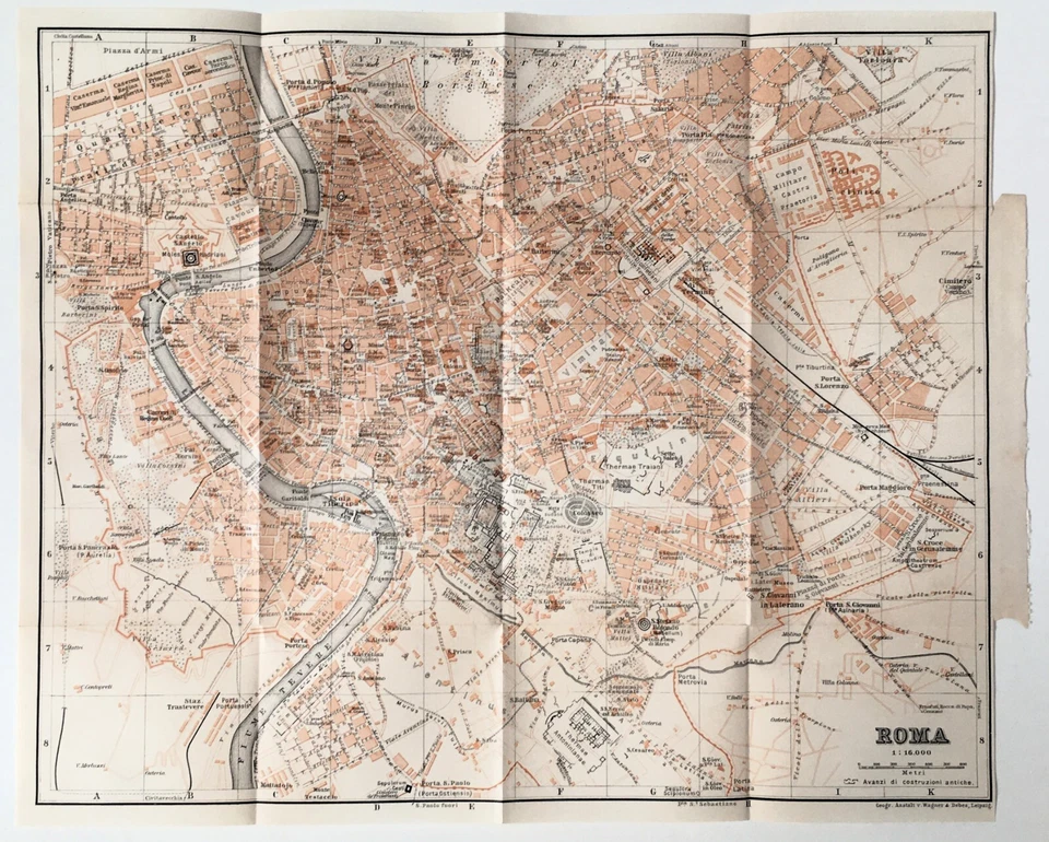 ROME, ITALY City Street Plan - 1926 Antique Map - Image 1 of 1