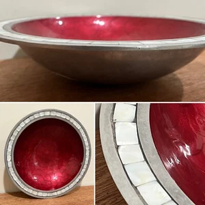 Julia Knight Round Bowl Classic 12" Red (Holloware - Aluminum / Mother Of Pearl) - Picture 1 of 6