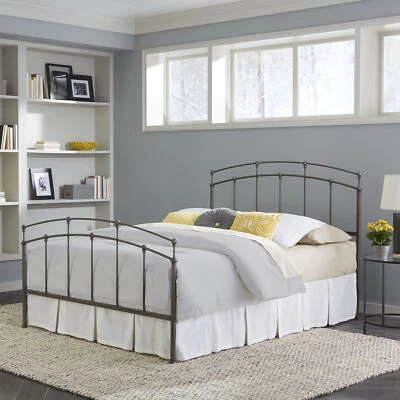 Twin or Twin XL Size Fenton Black Walnut Metal Bolt-On Headboard and Footboard - Image 1 of 2