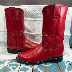 Botas estilo occidental de cuero rojo Justin L3055 vintage 1995 para mujer talla 5B usadas en excelente estado EE. UU. - Imagen 1 de 20