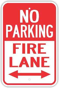 12"X18" NO PARKING FIRE LANE ALUMINUM SIGNS Heavy Duty Metal Arrows Tow Away - Picture 1 of 1