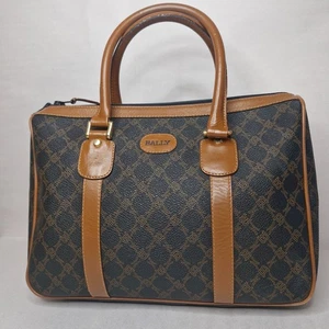 Bally Leather & Vinyl Dark Brown Mini Boston Tote Beautiful and Classy Good Cond - Picture 1 of 24