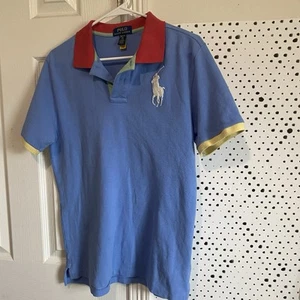 Polo Ralph Lauren Boys Royal Blue Multi Big Pony Short Sleeve Polo Shirt - Picture 1 of 9