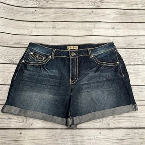 Earl Jean Cuffed Women’s Rhinestones Blue Jeans Shorts Size 12  - Picture 1 of 11