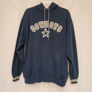 VTG Dallas Cowboys NFL Blue Pullover Hooded Hoodie Sweatshirt Logo Well Worn LG - Picture 1 of 7