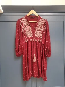 Zara Boho Long Sleeved Mini Dress Size M - Picture 1 of 5