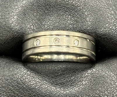 Alianza de boda de titanio circonita cúbica 7 mm talla 10 W23 Foto 1 de 4