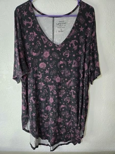 Camisa tórrida para mujer 3 negro rosa estampado de tatuajes súper suave tejido cuello en V elástico - Imagen 1 de 7