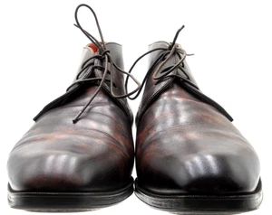Men's Santoni Antiqued Dark Brown Chukka Boots Size 9 D - Picture 1 of 10