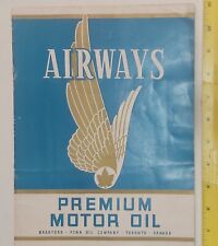 VERY RARE VTG (TORONTO) "AIRWAYS -PREMIUM MOTOR OIL-LETTER INSERT" INFO BROCHURE
