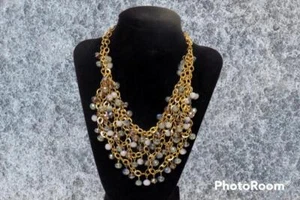 Collana bavaglino con perline sfaccettate maglia catena stratificata 19" - Foto 1 di 5
