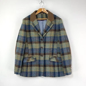 Harris Tweed Hacking Sakko Damen UK 10 grün blau kariert EWM Country Blazer - Bild 1 von 20
