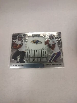 2020 Panini Playoff - Thunder and Lightning #TL-1  Dobbins, Lamar Jackson (PWE)2 - Image 1 of 2
