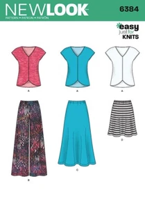 New Look Sewing Pattern 6384 Misses 6-24 Easy Knit Pull on Skirt Pants and Top - Picture 1 of 4