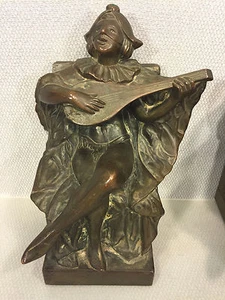 Vintage Pair of Bronze Minstrel Bookends #66 Unknown Maker - Picture 1 of 7