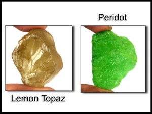 Natürlicher Peridot & Zitronentopas 250 ct. + Edelstein grobes Exemplar Paar - Bild 1 von 5