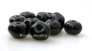 BLACK NUGGET Beads * Handmade Lampwork Glass TANERES sra - tiny faceted rocks - Picture 1 of 10