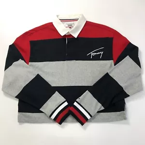 Sudadera corta Tommy Jeans para mujer a rayas mediana de algodón con logotipo de marca - Imagen 1 de 13