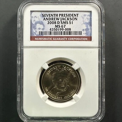 2008-D $1 Andrew Jackson Presidential Dollar, SMS, NGC MS67 (85217) - Image 1 of 2