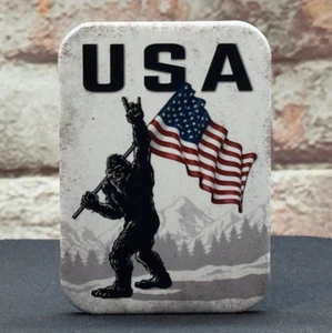 Sasquatch with American Flag - USA - Refrigerator / Toolbox Magnet - Picture 1 of 4